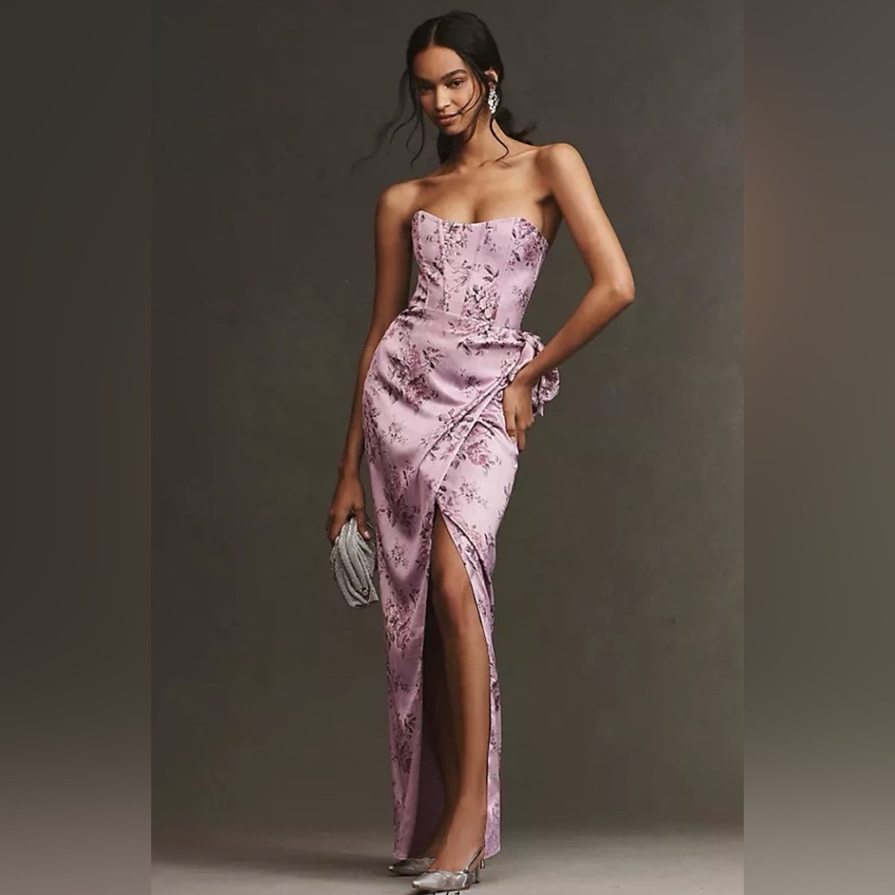 V. Chapman June Corset Front-slit Gown in Lilac Tapestry Rose size 10 - worn 1x!